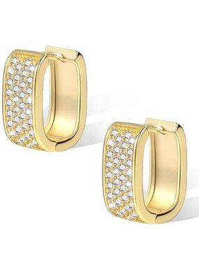 925 Sterling Gold Earrings for Women Small Chunky Silver Earrings Cubic